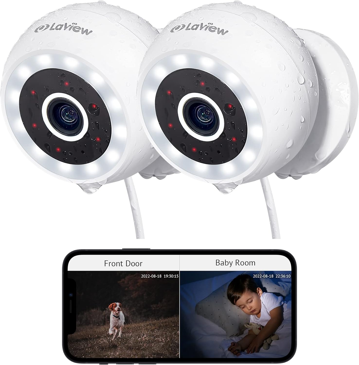 2 Pack 4MP 2K Security Cameras Outdoor Indoor Wired, IP65